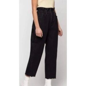 Oak + Fort High Waisted Paperbag Jeans Black